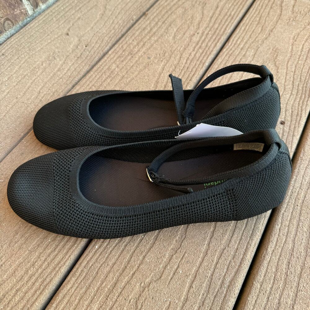 NWT Burudani Black Knit Removable Insole Round Toe Ankle Strap Ballet Flats 9 - Picture 2 of 12
